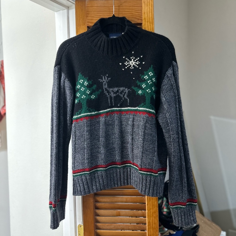 Vintage Liz Claiborne 100% wool fair isle christmas sweater size large